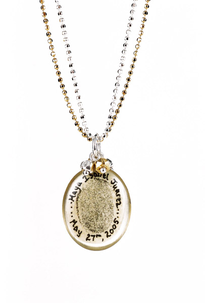 Thumbprint Necklace on Made Charm Necklace Begins With A Fingerprint Which We Encircle With A